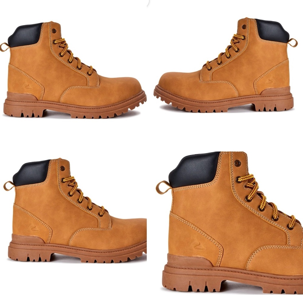 Men's Tan Lace-Up Boots - Picture 8 of 16
